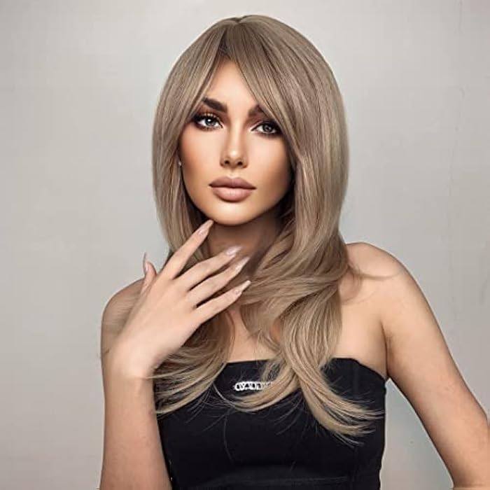 DILLARDS Qihang Blonde Wigs For Women Long Blonde Layered Wig With Bangs Straight Women Wigs Natural Synthetic Hair Wigs For White Women Party Daily Use Heat Resistant - Image 3
